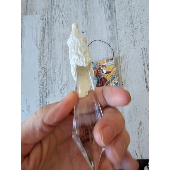 Glitter Santa icicle sign ornament father vintage style Xmas tree - Picture 4 of 7